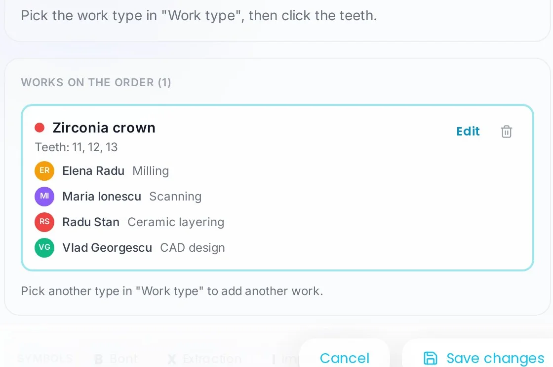 The case’s tasks, assigned to technicians